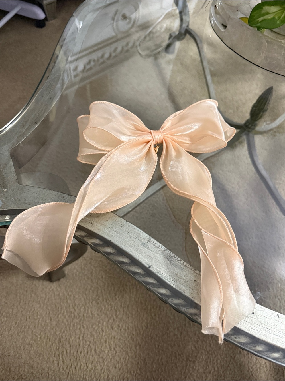 Rose Pink Long  Hair Bow